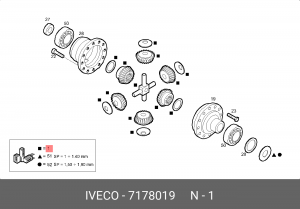 р/к дифференциала! крестовина,2бок.шестерни,4сателита,2+4шайбы\Iveco Daily/Cargo 7178019 IVECO
