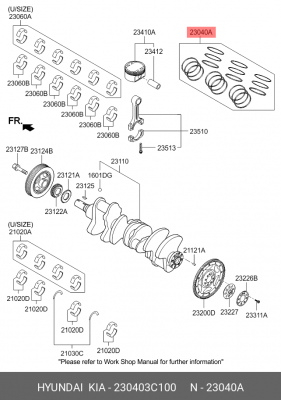 Кольца поршневые комплект 23040-3C100 230403C100 HYUNDAI KIA