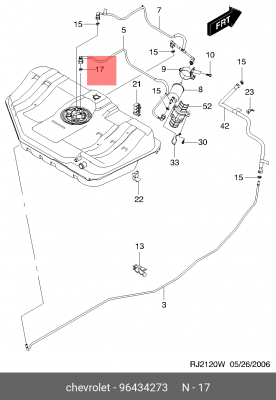 Фиксатор CHEVROLET Epica (07-) трубки топливной OE 96434273 GENERAL MOTORS