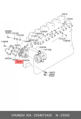 Термостат HYUNDAI HD160,170,250,260,270,450 дв.D6ABDD OE 2554072420 HYUNDAI KIA