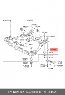 Сайлентблок HYUNDAI Sonata NF (06-),Grandeur (05-) подрамника передний OE 624853L000 HYUNDAI KIA
