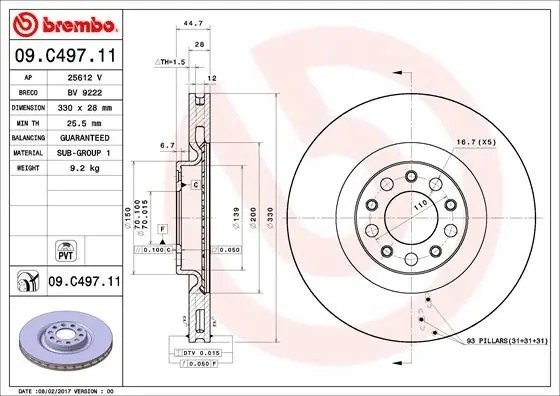 Диск тормозной 09.C497.11 09.C497.11 BREMBO
