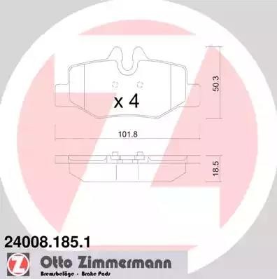 колодки дисковые !задн. 102x50x18 \ MB W639 Viano 2.2/3.0/3.203> 24008.185.1 ZIMMERMANN
