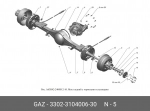 Ступица колеса заднего ГАЗель Next (под АБС) в сб. (барабан+ подшипник) 3302-3104006-30 GAZ GAZ