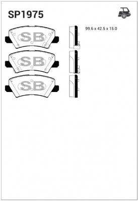 Колодки тормозные KIA Picanto (17-) задние (4шт.) SANGSIN SP1975 SANGSIN