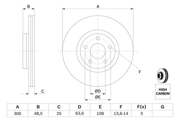 FORD FOCUS II/ C-MAX 16" 300мм 0 986 479 171 BOSCH
