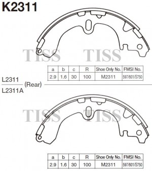 K2311-01 4380.00=501SBS=391 100-SX=362377B=FSB321 !колодки барабанные\Toyota Cor K2311 MK KASHIYAMA