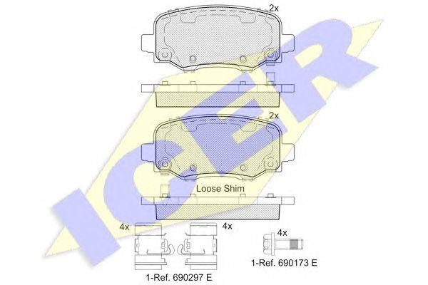 182176 колодки дисковые задние!\ Jeep Cherokee V (KL) all 13> 182176 ICER