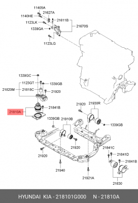 Опора двигателя KIA Rio (06-) правая OE 218101G000 HYUNDAI KIA