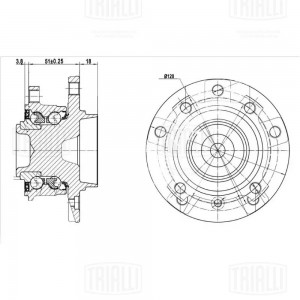 Ступица BMW 5 (Е60) (01-)/6 (Е63) (04-) (перед. в сборе с подшип.) (MR 2635) MR 2635 TRIALLI