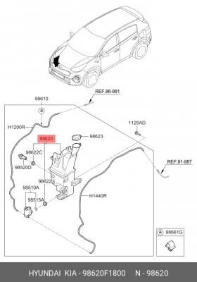БАЧОК СТЕКЛООМЫВАТЕЛЯ      98620-F1800 98620F1800 HYUNDAI KIA