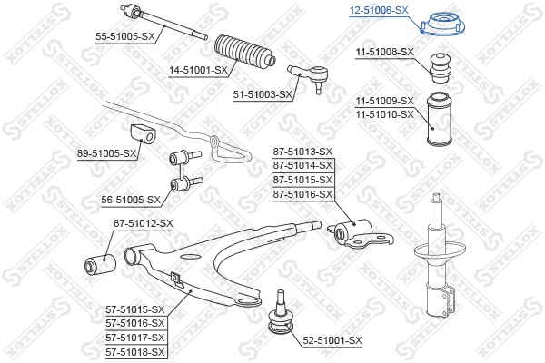 опора амортизатора переднего  1251006SX 12-51006-SX STELLOX