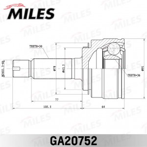 ШРУС наружный Acura MDX (YD2) 07-13 (GSP 823148) GA20752 GA20752 MILES