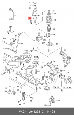 Опора амортизатора VW Golf AUDI A3 OE 1J0 412 331 C VAG