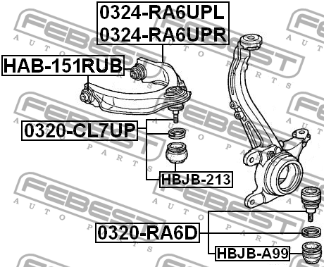 Сайлентблок переднего верхнего рычага HAB-151RUB FEBEST