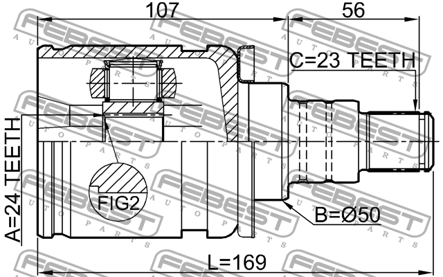 ШРУС внутр левый 24x50x23 TOYOTA HIGHLANDER 4WD 2007-2013 0111-GSU45LH 0111-GSU45LH FEBEST
