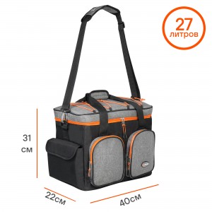 Сумка-холодильник (термосумка) PRO, 27л, 40*31*22см, водонепр., чер./сер.(ADCB00 ADCB003 AIRLINE