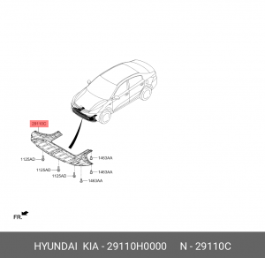 Защита двигателя KIA Rio (17-) (пыльник) OE 29110H0000 HYUNDAI KIA
