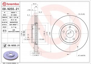 Диск тормозной 09.N255.21 09.N255.21 BREMBO