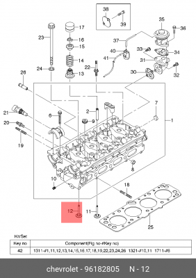 Клапан CHEVROLET REZZO 1.6 16V/NEXIA 1,5 16V/LANOS 1.6 16V выпускной 96182805 96182805 GENERAL MOTORS
