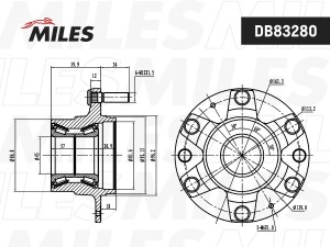 Ступица колеса с подшипником передняя, HYUNDAI H-1/STAREX 08-. (без ABS)  DB8328 DB83280 MILES