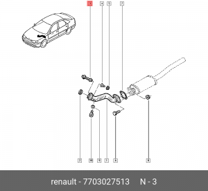 Шпилька RENAULT Master коллектора выпускного OE 7703027513 RENAULT