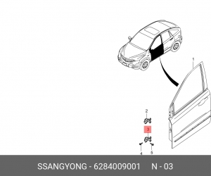 Петля SSANGYONG Actyon (06-/10-),Kyron (05-),Actyon Sports (06-/12-) двери перед 6284009001 SSANG YONG