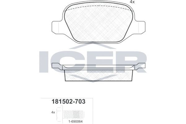 181502-703 колодки дисковые задние !\ Alfa 147 1.6i-3.2/1.9JTD 00> 181502-703 ICER