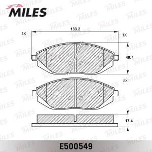 Колодки тормозные передние (Смесь CERAMIC серия PRO) CHEVROLET SPARK 10- (TRW GD E500549 MILES