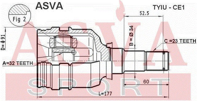 ШРУС ВНУТРЕННИЙ 32x34x23 [12] TYIUCE1 TYIU-CE1 ASVA