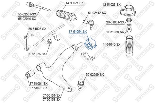 сайлентблок рычага зад. п.!\ Hyundai Atos 97-00 87-51054-SX STELLOX