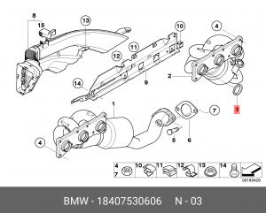 Кольцо уплотнительное BMW (N43,N51,N52,N53) коллектора выпускного OE 18 40 7 530 606 BMW
