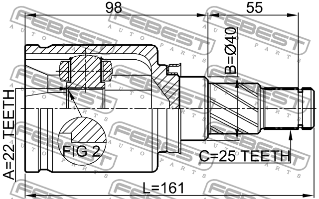 ШРУС внутренний NISSAN TIIDA C11 2005-2012 0211-C11X 0211-C11X FEBEST