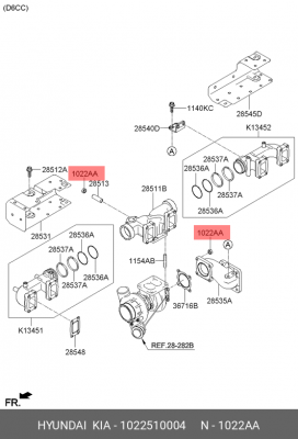 Гайка HYUNDAI HD65,72,78,County глушителя OE 1022510004 HYUNDAI KIA
