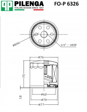 Фильтр масляный (FO 5412) FORD FIESTA, FUSION, MAZDA 2  FO-P6326 FOP6326 PILENGA