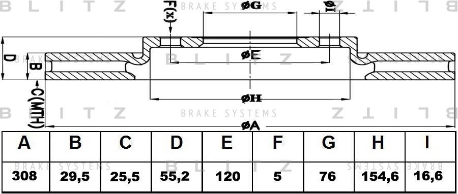 Диск тормозной передний вентилируемый VW Transporter/Multivan/Touareg 03- BS0212 BS0212 BLITZ