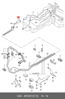фильтр топливный!\ Audi A4/A6 2.0TFSI/2.6/3.2FSI/RS4 04> 4F0 201 511 E VAG