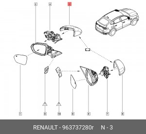 Крышка RENAULT Duster (21-) зеркала левого OE 963737280R RENAULT