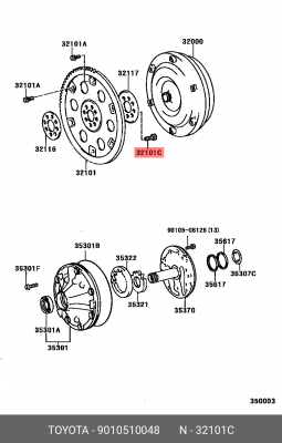 болт маховика! М10х1.25х18\ Toyota, Lexus IS250C 2.5D 09-15 90105-10048 TOYOTA