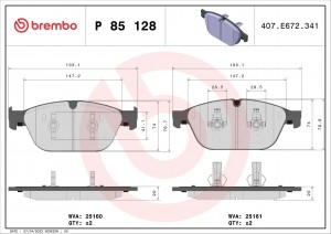 P85128 колодки дисковые передние!\ Audi A8 quattro 4.2FSi/4.2TDi 09> P85128 BREMBO