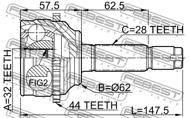 ШРУС внешний MAZDA 6 GG 2002-2008 0510-044A44 0510-044A44 FEBEST