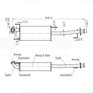 Глушитель дополнительный (резонатор) алюминизированная сталь EAM 0349 TRIALLI