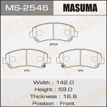 колодки дисковые передние!\ Nissan Qashqai all 07> /X-trail 07> MS2546 MASUMA