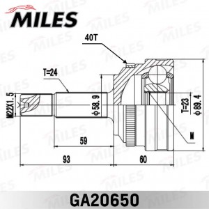 ШРУС наружный GEELY MK/Cross / GC6 06-16  +ABS 24/23 шл. GA20650 GA20650 MILES