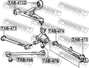 Сайлентблок задн поперечного рычага LEXUS GS300 93-97, TOYOTA CROWN 95-01 TAB-47 TAB-473 FEBEST