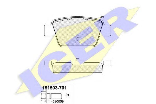 181503-701 колодки дисковые задние !\ Fiat Stilo/Multi Wagon 1.2i-1.9JTD 01> 181503-701 ICER
