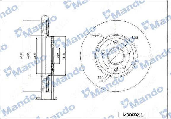TOYOTA RAV 4 (2006-2013) 296 мм MBC030212 MANDO