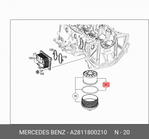 Фильтр масляный MERCEDES Citan (12-) OE A 281 180 02 10 MERCEDES BENZ