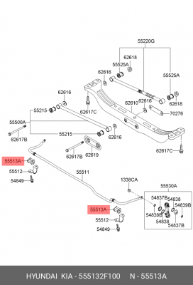 втулка стабилизатора заднего!\ KIA Cerato 04-09 555132F100 HYUNDAI