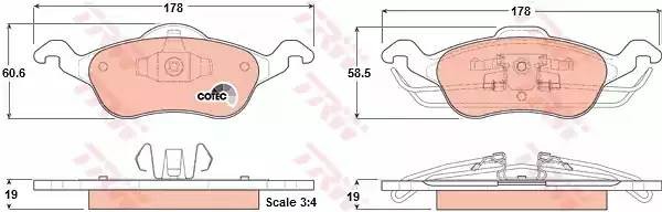 Колодки передние FORD FOCUS I GDB1358 GDB1358 TRW